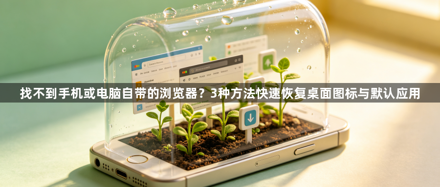 找不到手机或电脑自带的浏览器？3种方法快速恢复桌面图标与默认应用1