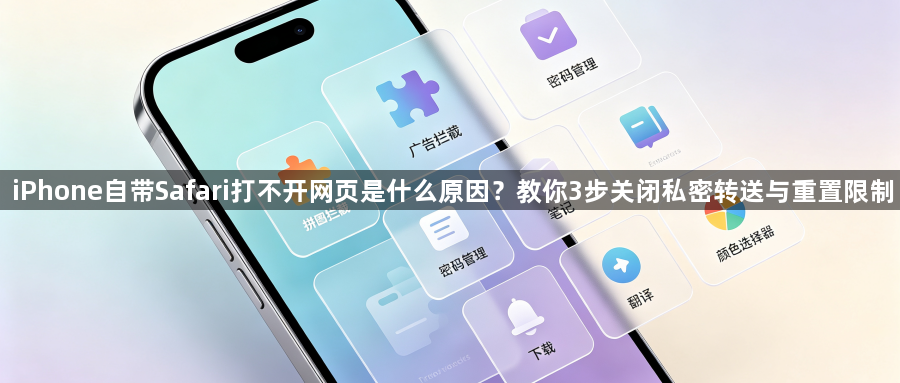 iPhone自带Safari打不开网页是什么原因？教你3步关闭私密转送与重置限制1